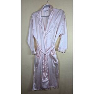 Claudia Barnes Vintage Pink Robe Long Sleeve Pockets Side Slit Small cottage